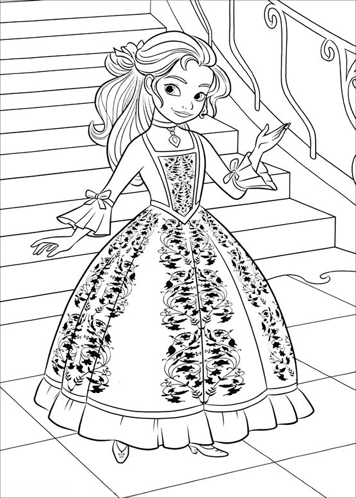 Simple coloring of Elena Avalor for children