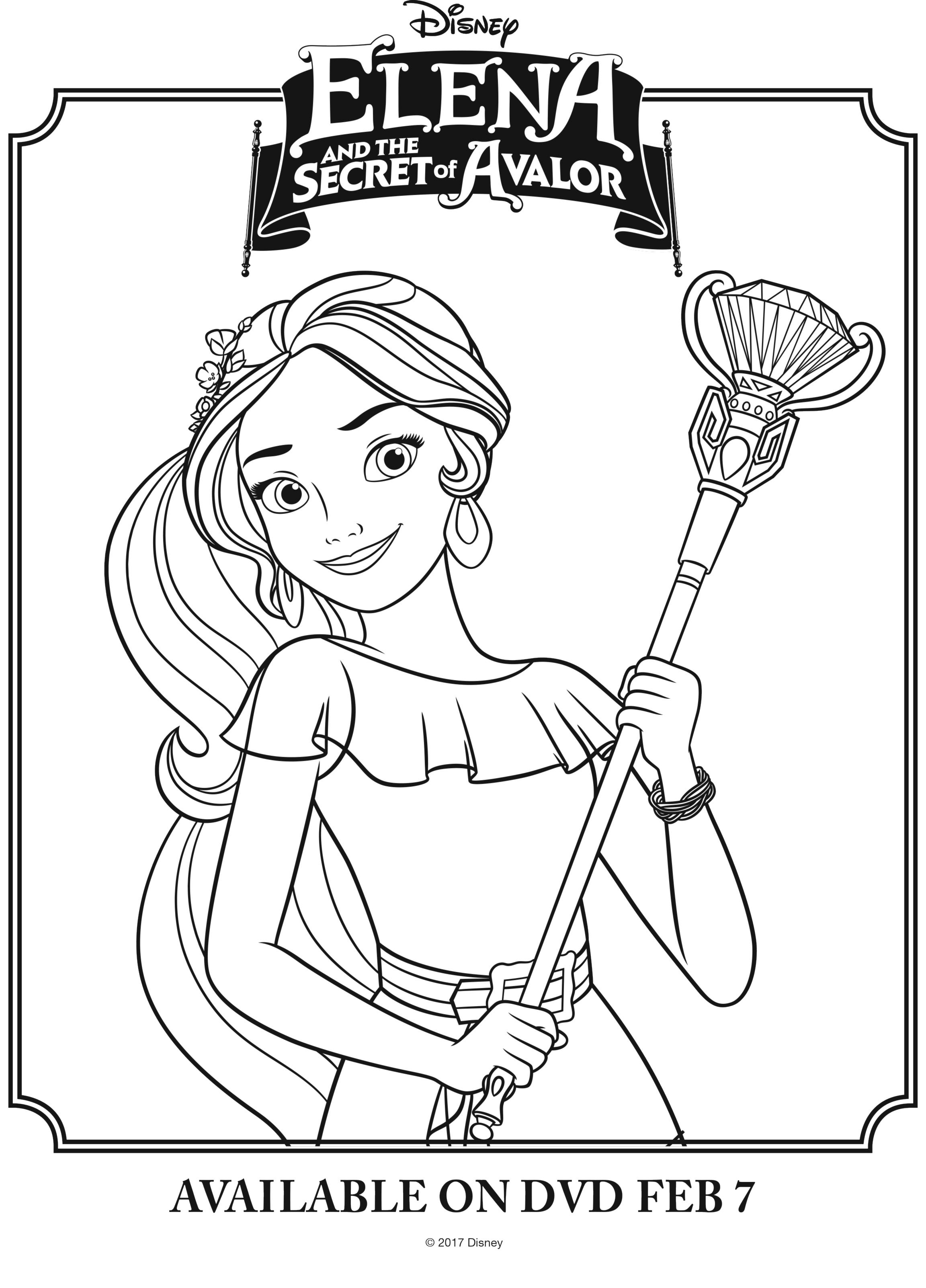 Image of Elena Avalor to color, easy for children