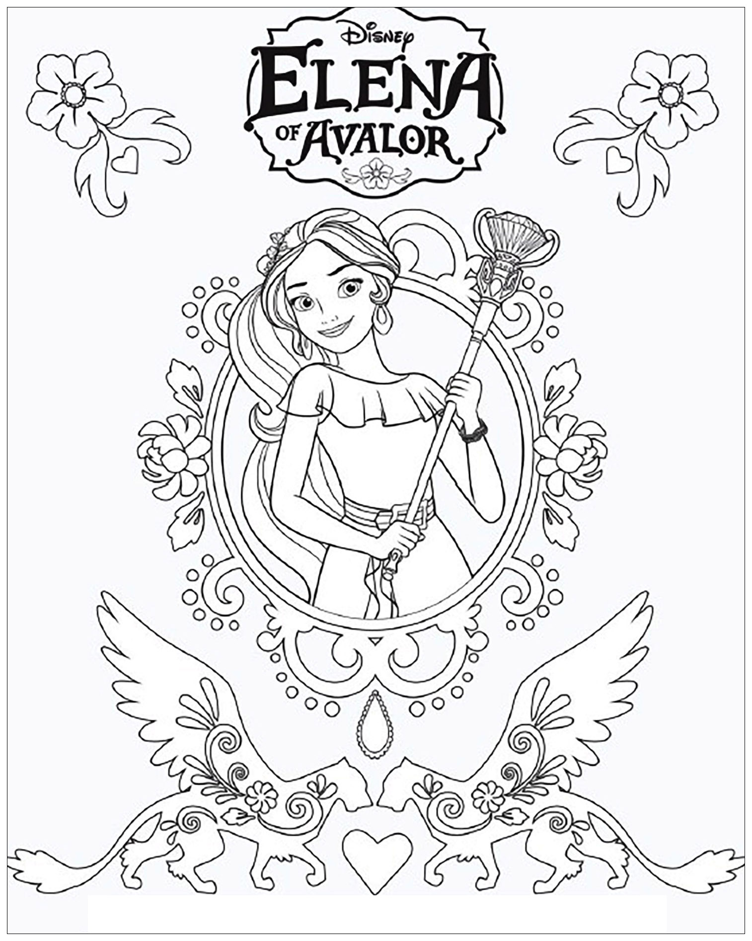 Drawing of Elena Avalor to print and color