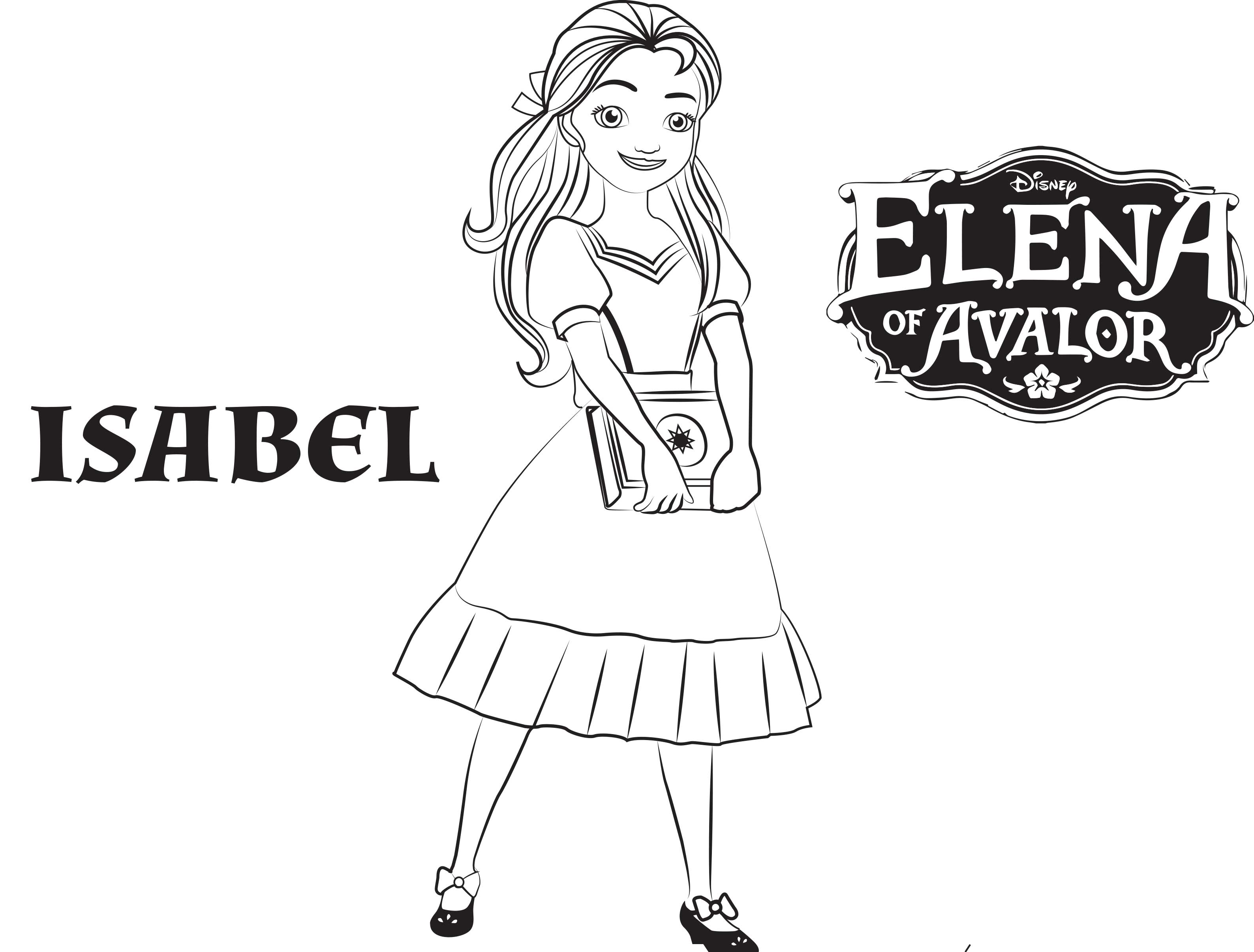 Drawing of Elena Avalor to color, easy for children