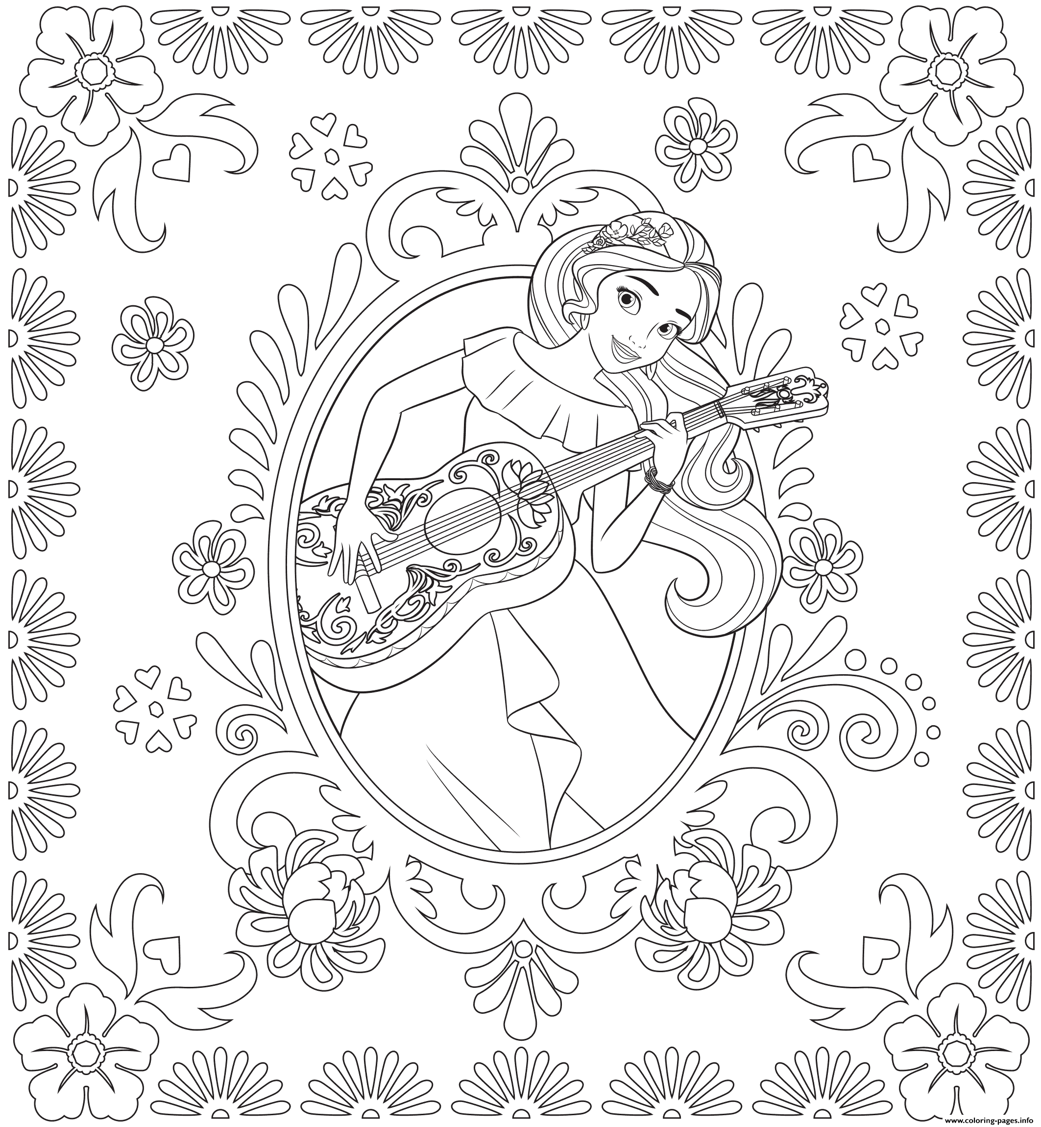 Drawing of Elena Avalor to download and print for children