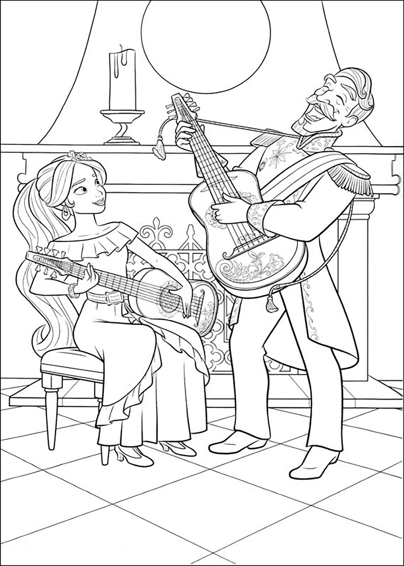 Image of Elena Avalor to color, easy for children