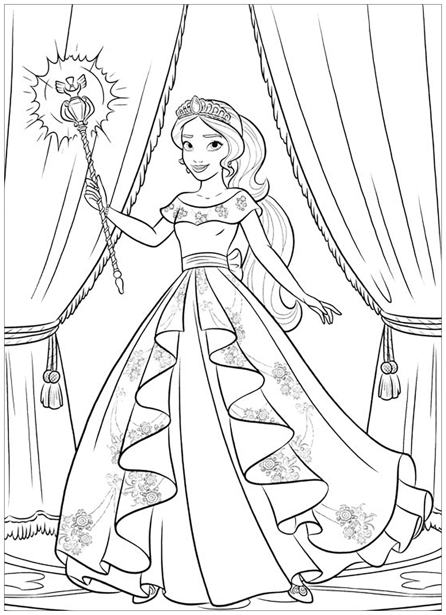Drawing of Elena Avalor to download and print for children