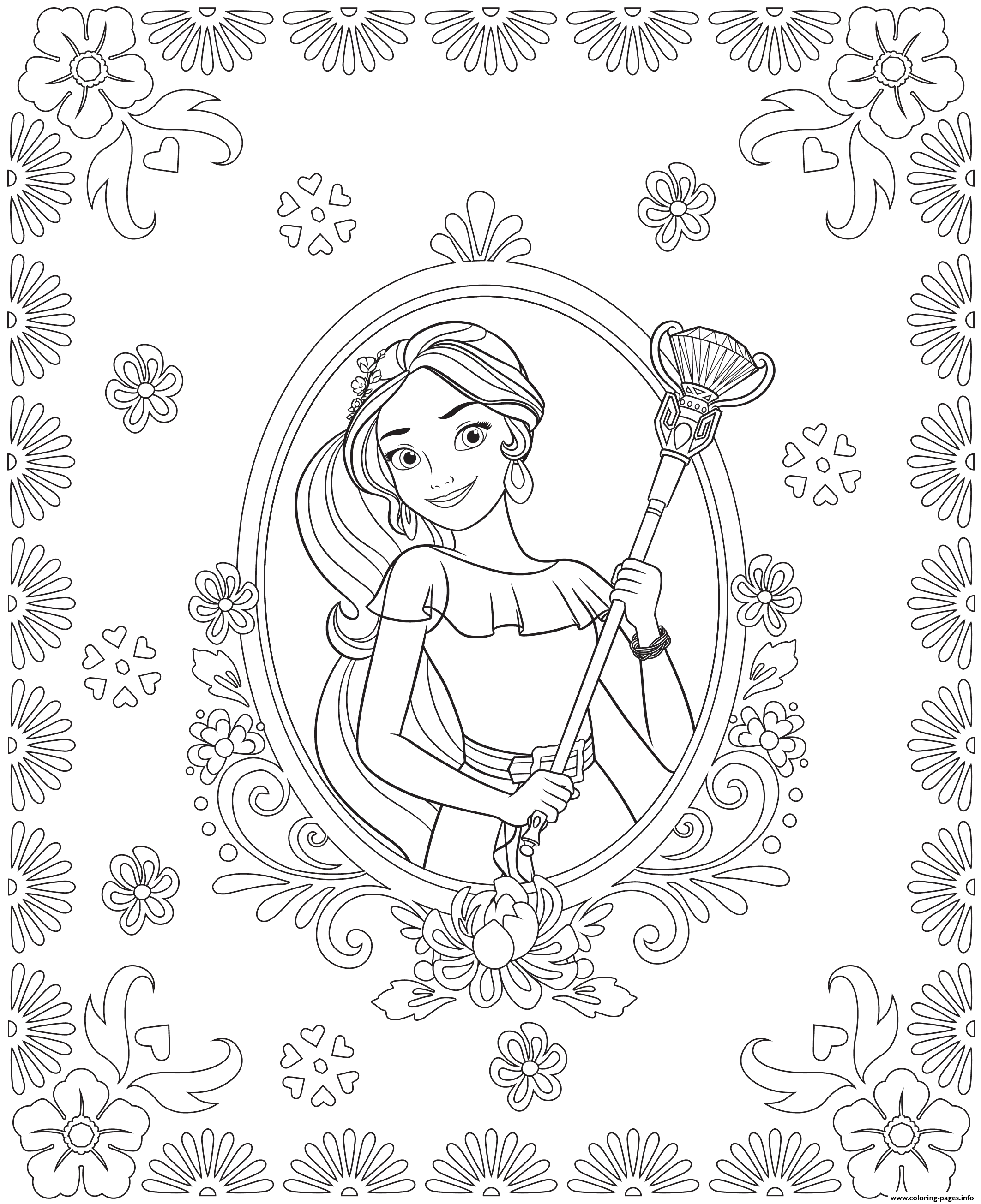 Color this beautiful Elena Avalor coloring page with your favorite colors