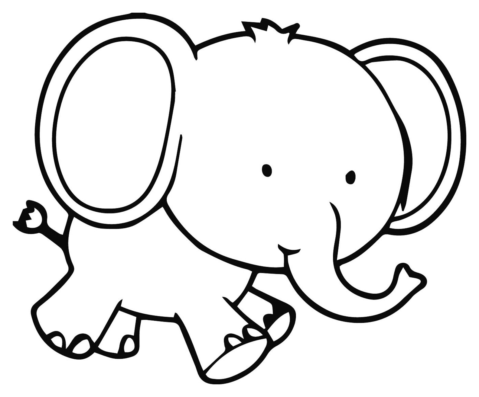 Elephant drawing to color, easy for children