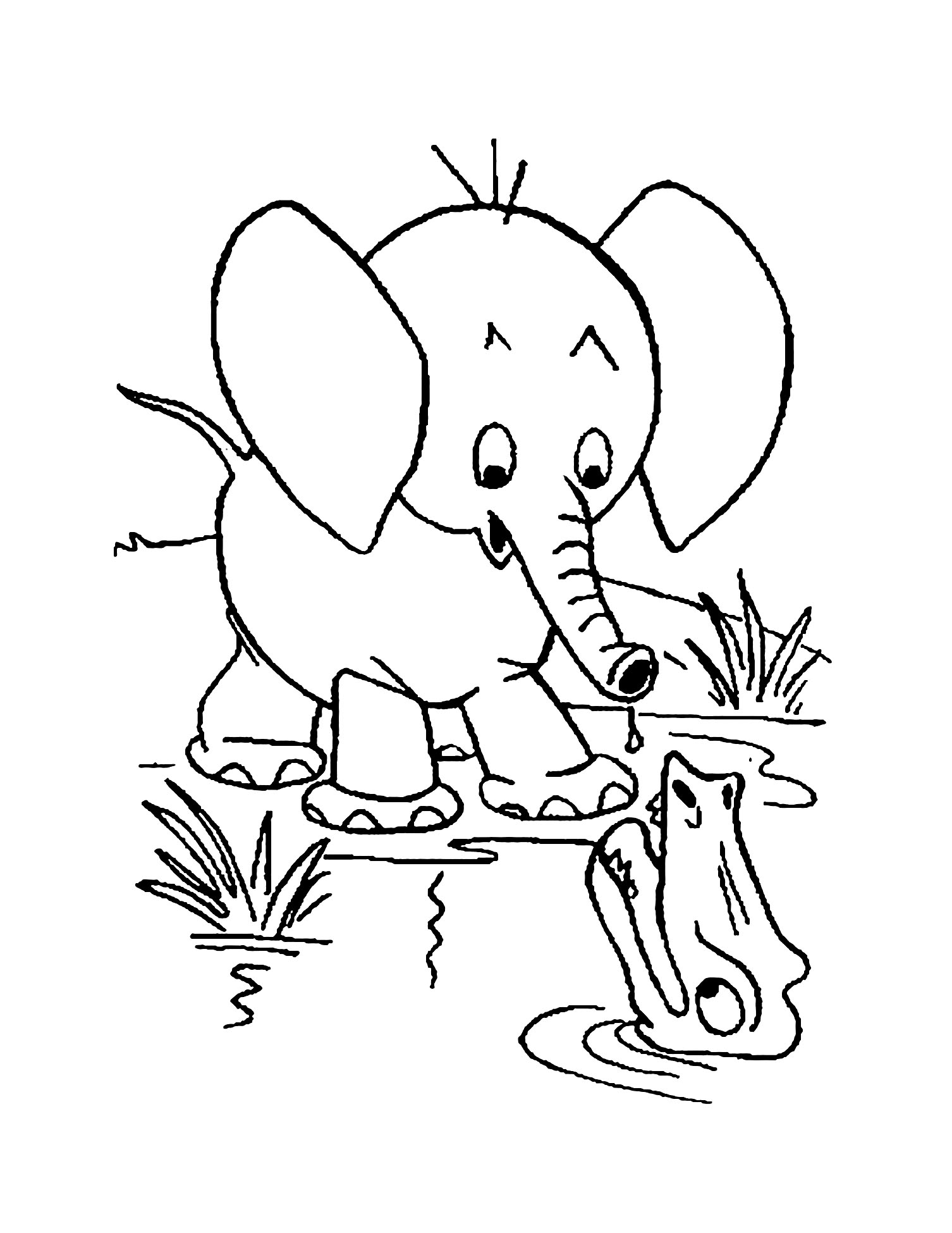 Easy elephant coloring for kids