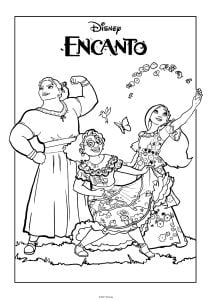 Mirabel, Isabela and Luisa Madrigal (Encanto Coloring Page)