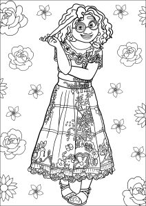 Encanto coloring page: Mirabel Madrigal in a pretty dress