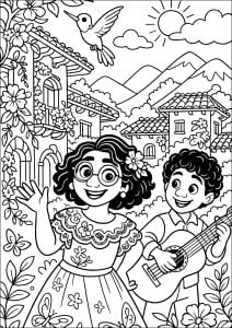 Music and smiles under the sun (Encanto Coloring Page)