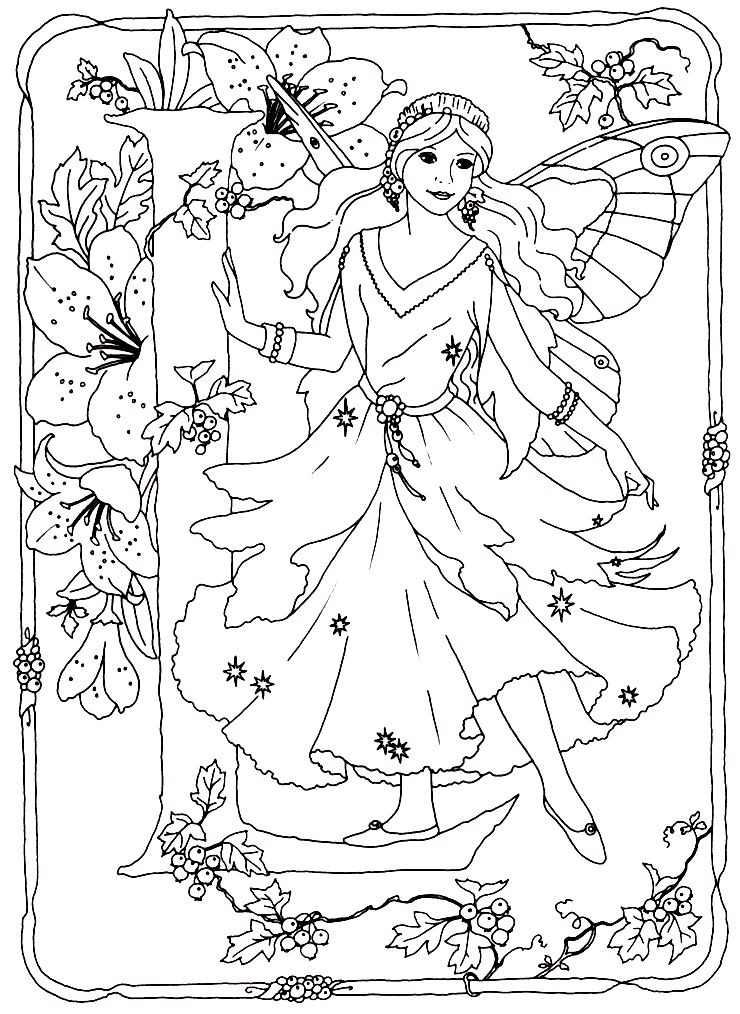 Fairy drawn in a very 'Art Nouveau' style