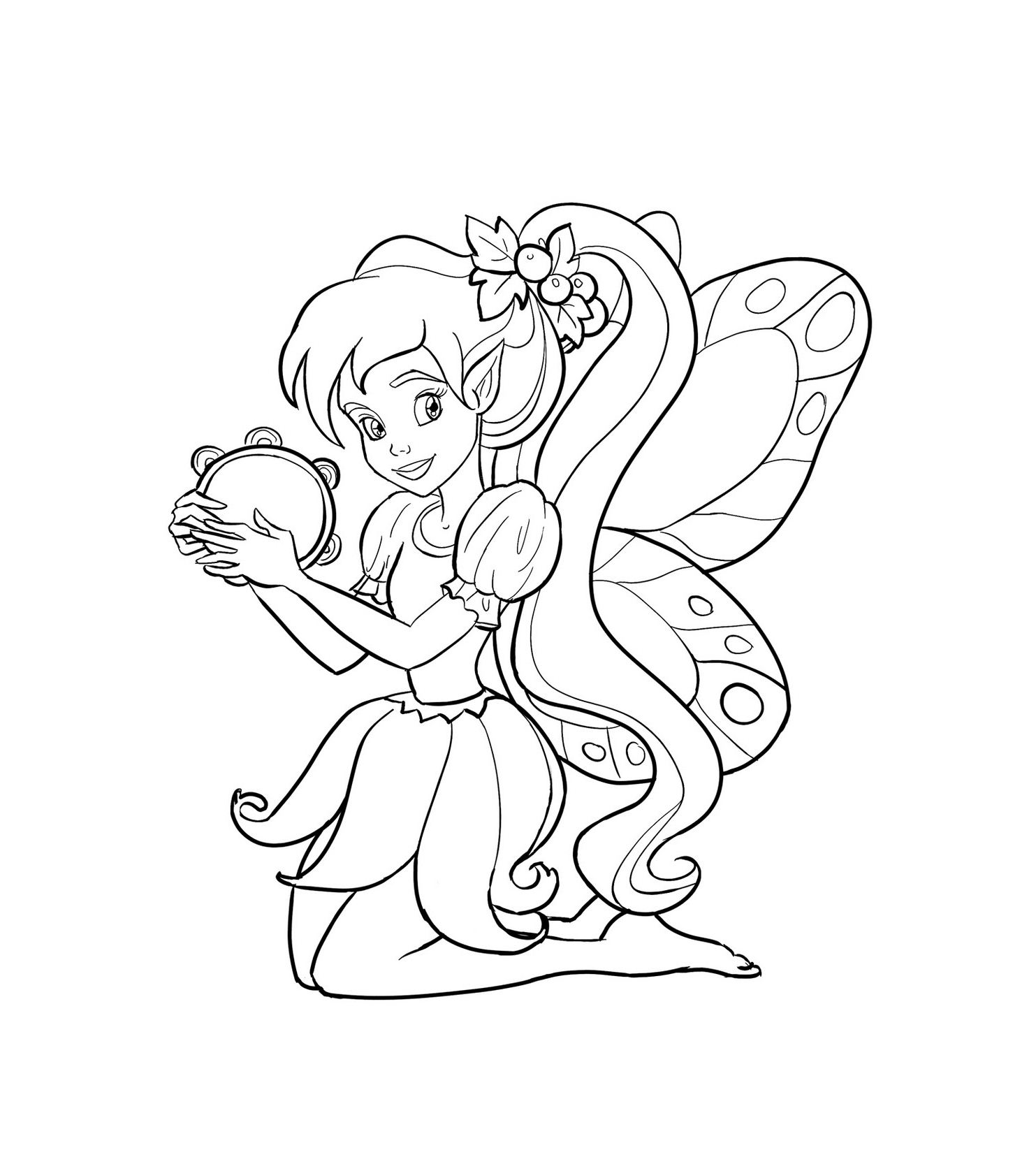 A nice printable drawing of a fairy musician