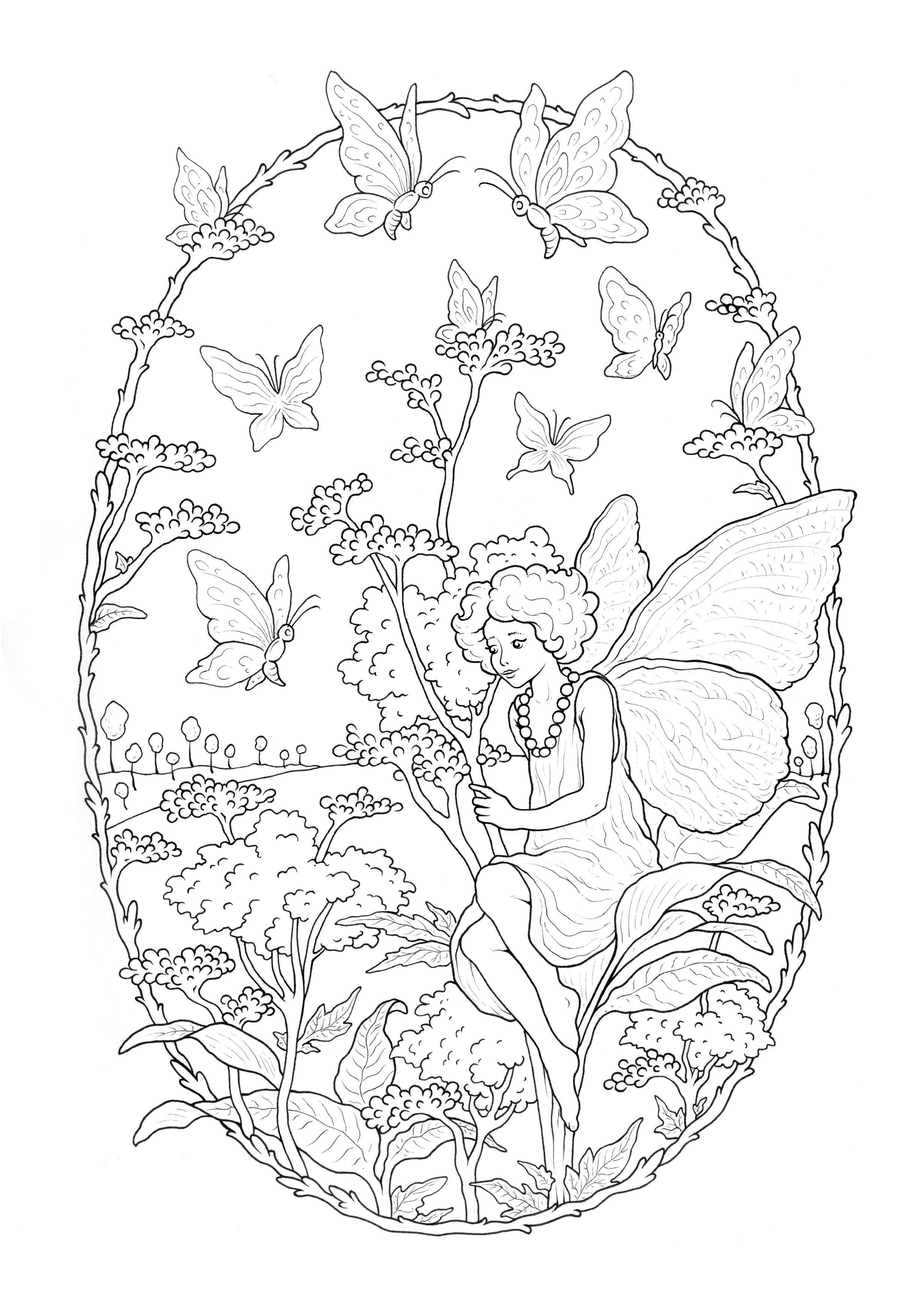 Simple Fairy coloring page for kids
