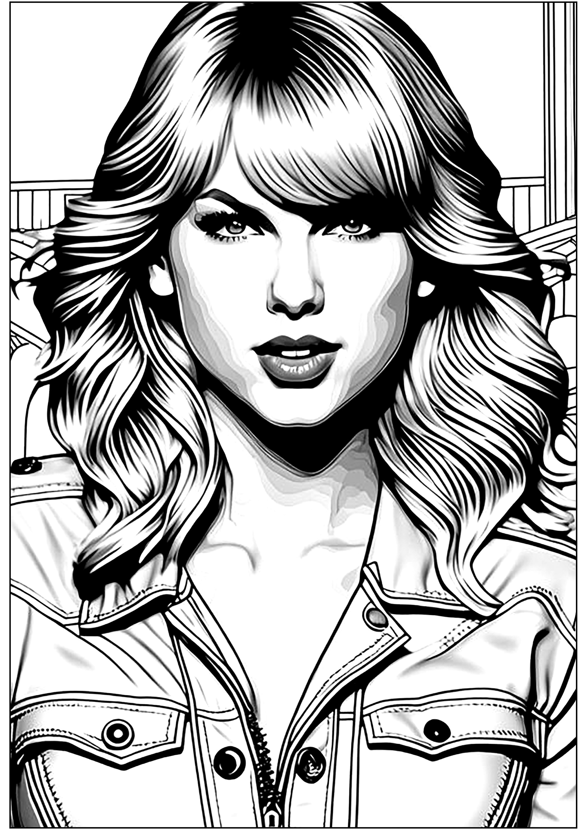 Taylor Swift coloring page. Taylor was barely 17 when she made her Nashville debut in 2006 on Scott Borchetta's Big Machine label. She released her first Country album, on which she wrote almost all the songs.