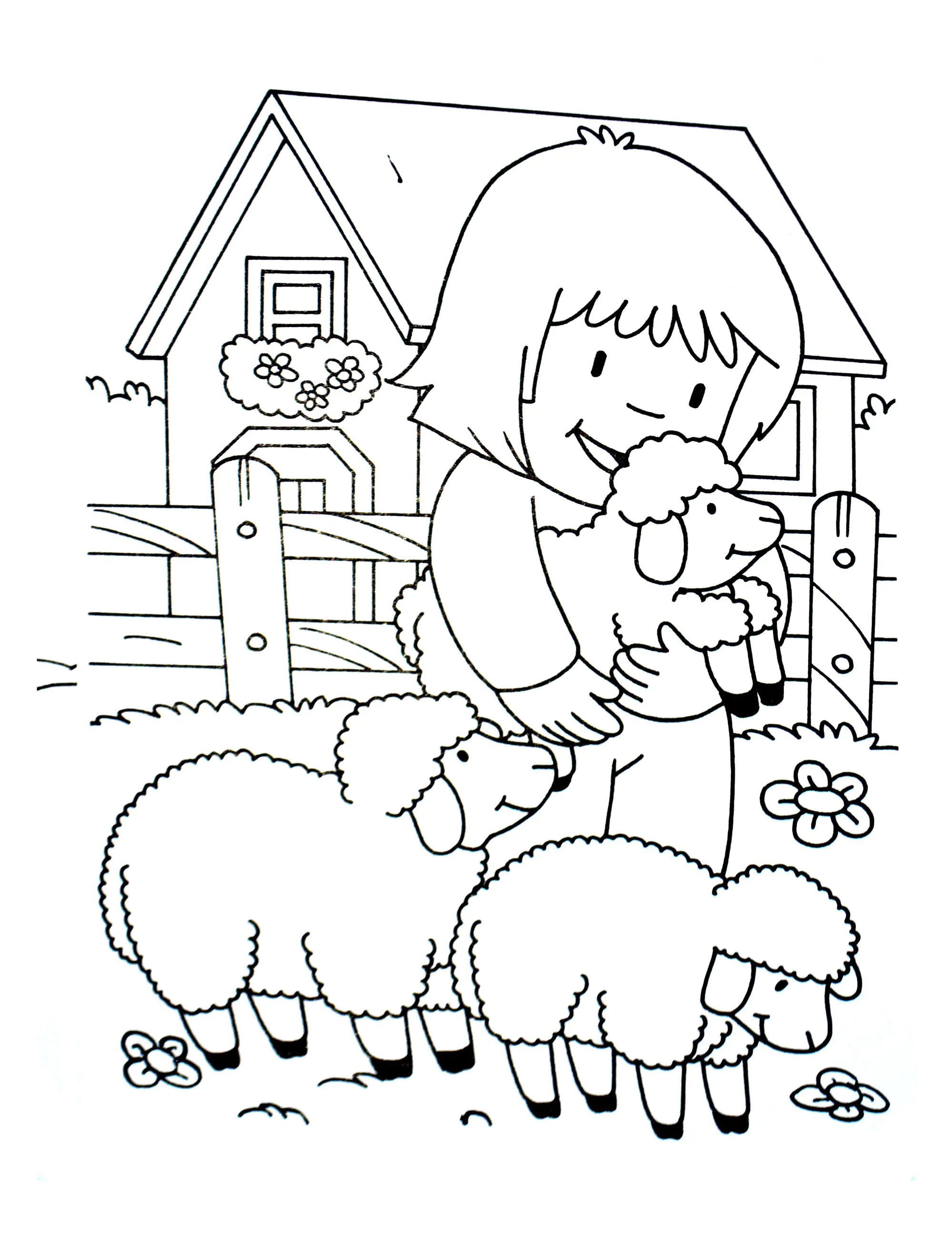 Sheep on the farm (Printable Coloring Page for Kids)