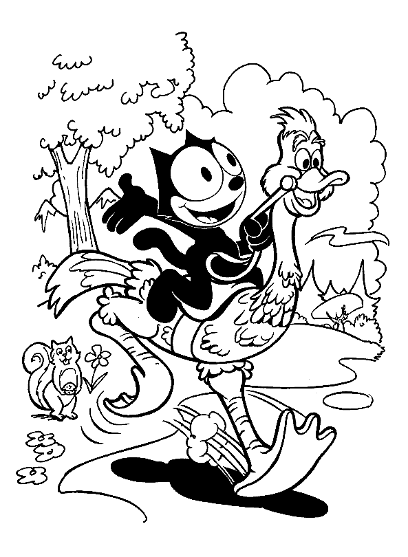 Image of Felix the cat to print and color