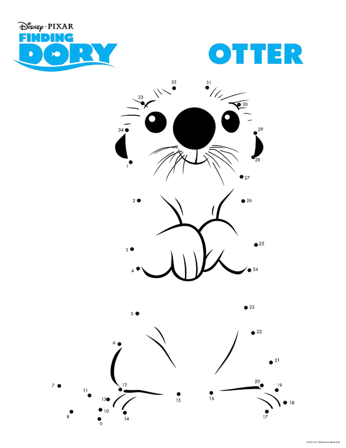 A little sea lion from Dory's World (Printable Finding Dory Coloring Page for Kids)