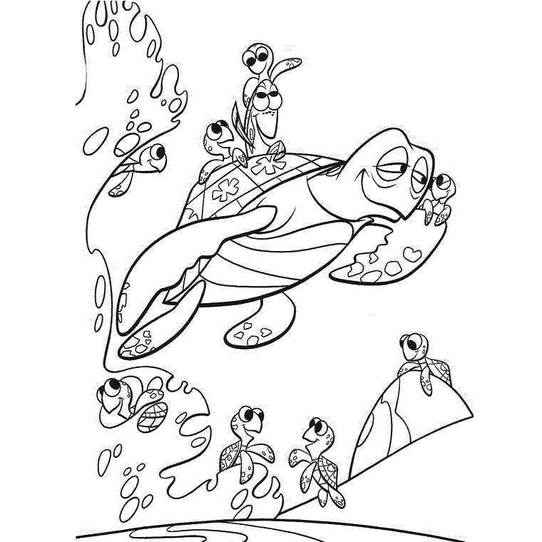 Nemo's turtle to print and color