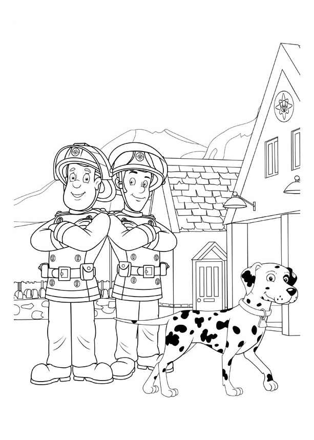 Image of Sam the fireman with his fireman friend