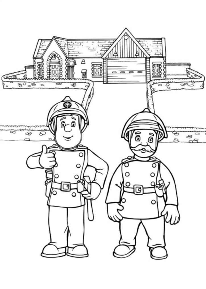 Coloring of 2 Firemen from the series Sam the Fireman