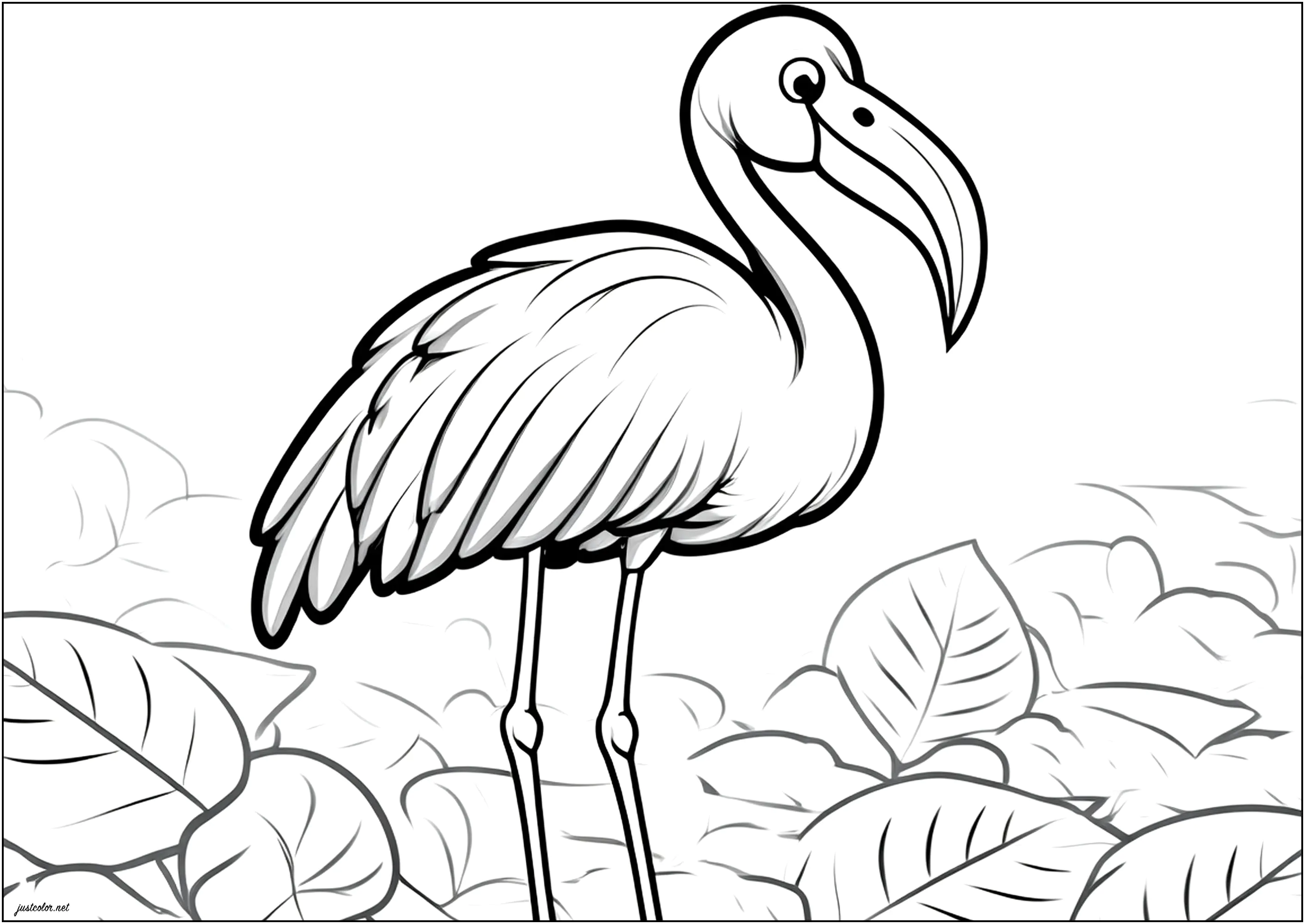 Easy coloring of a pink flamingo