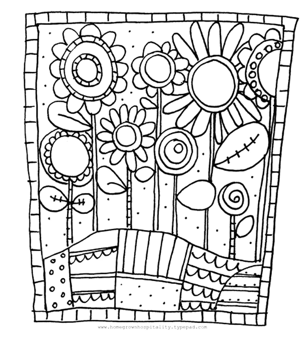 Simple flowers to print and color