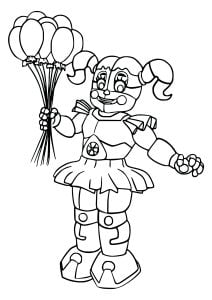 Printable Coloring Page for Kids : FNAF Circus Baby with balloons