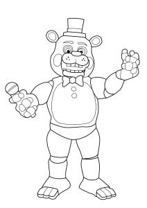 Printable FNAF Coloring Page for Kids : Freddy Fazbear: the animatronic bear