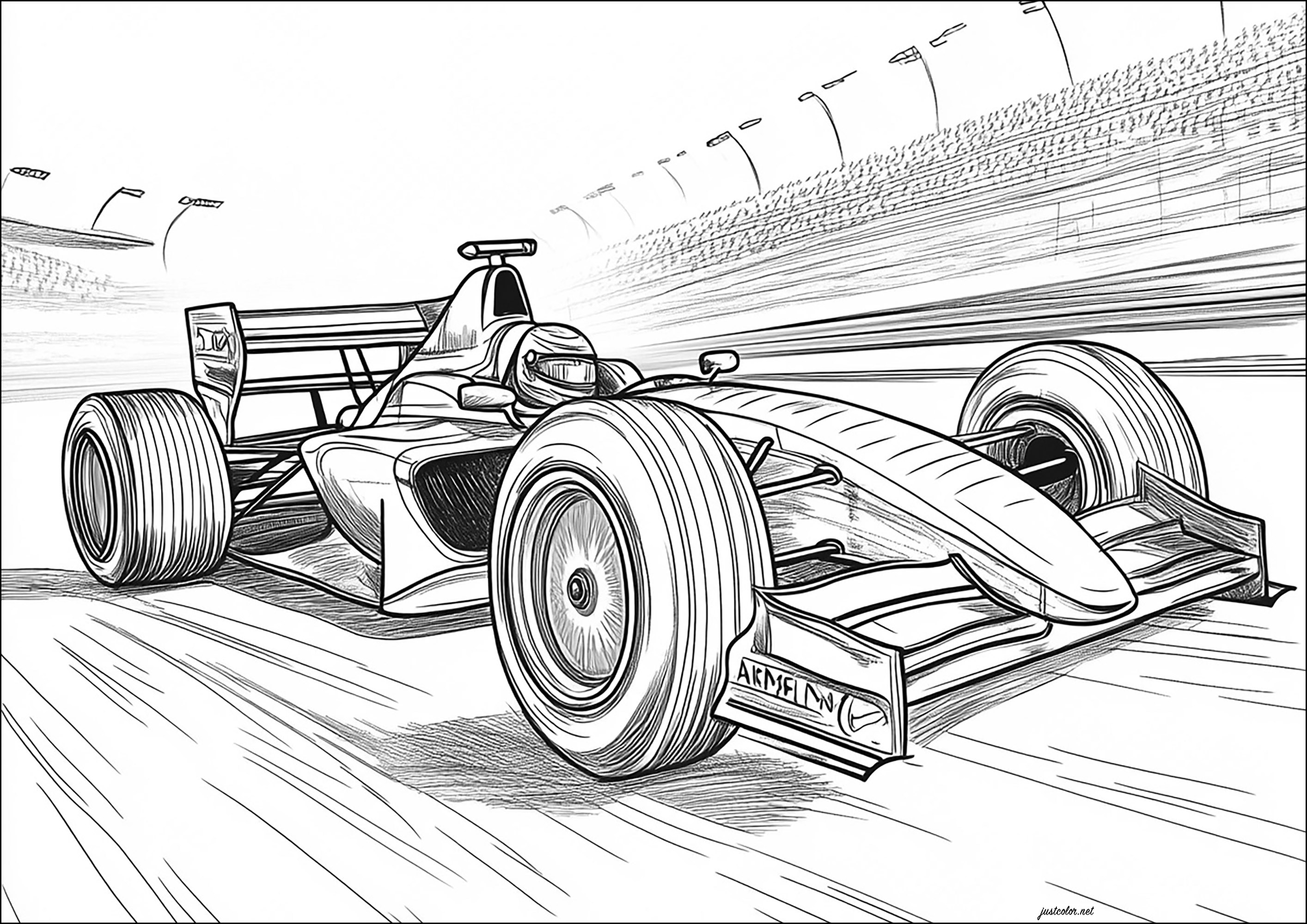 Very fast Formula 1 circuit - Formula 1 Coloring Pages