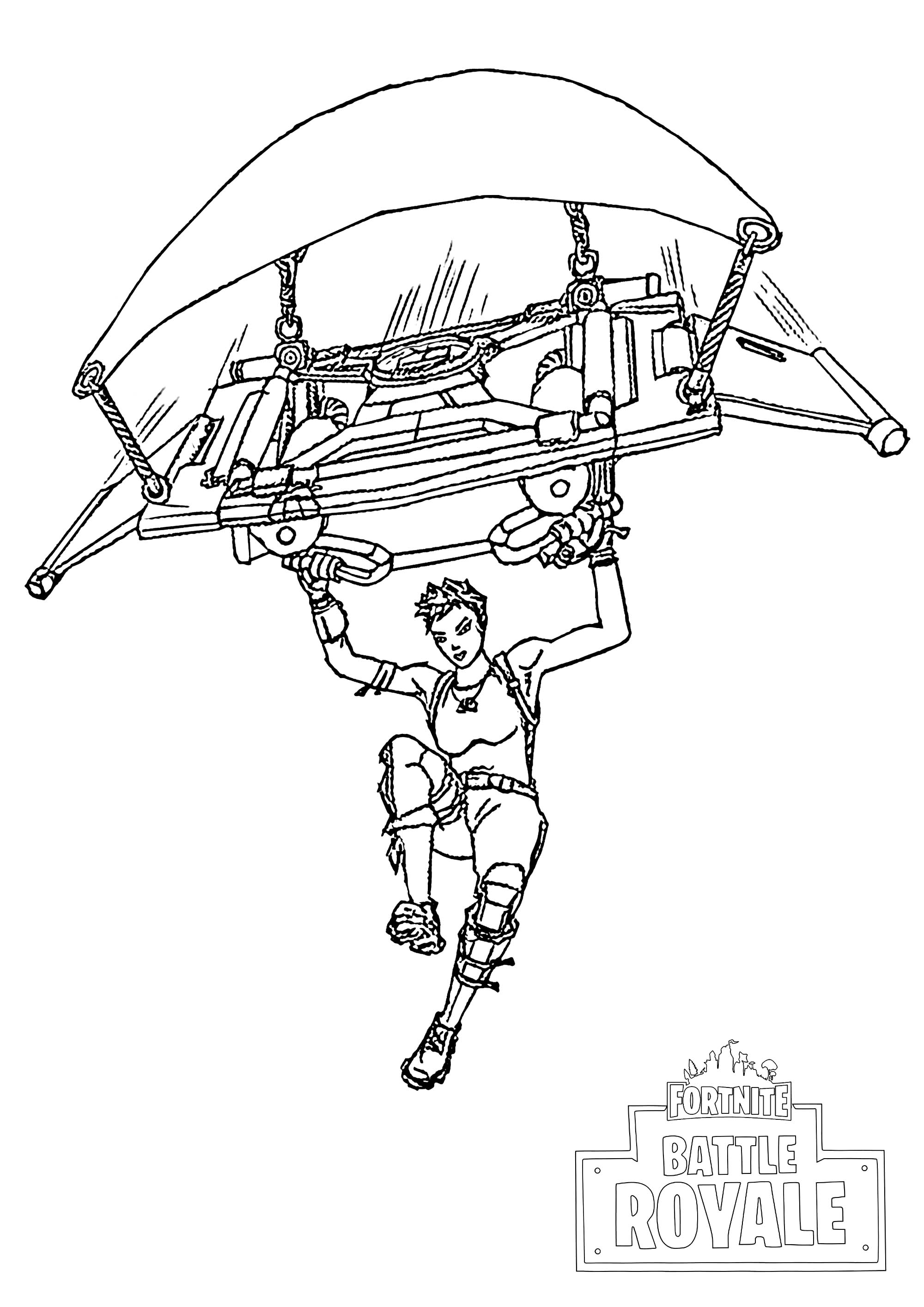 Deploy your glider after jumping off the Battle Bus ! Chose your landing point carefully ...  exclusive 'fan-art' drawing.