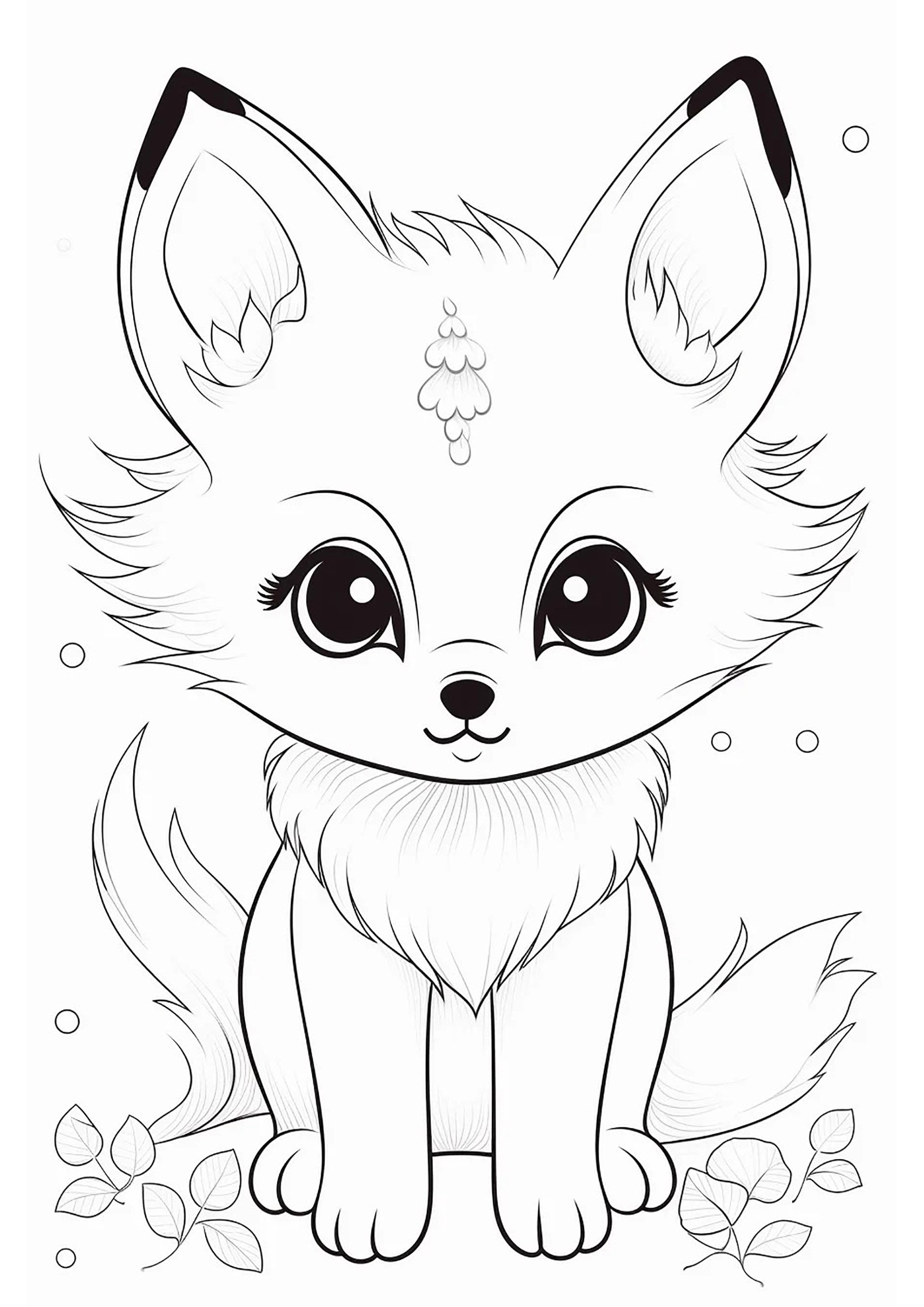 Joli renard - Fox Kids Coloring Pages