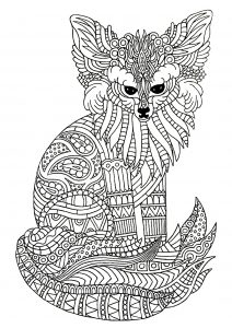 Coloring page fox for children