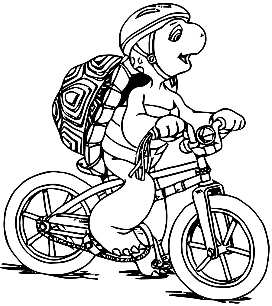 Drawing of Franklin on his bike to color