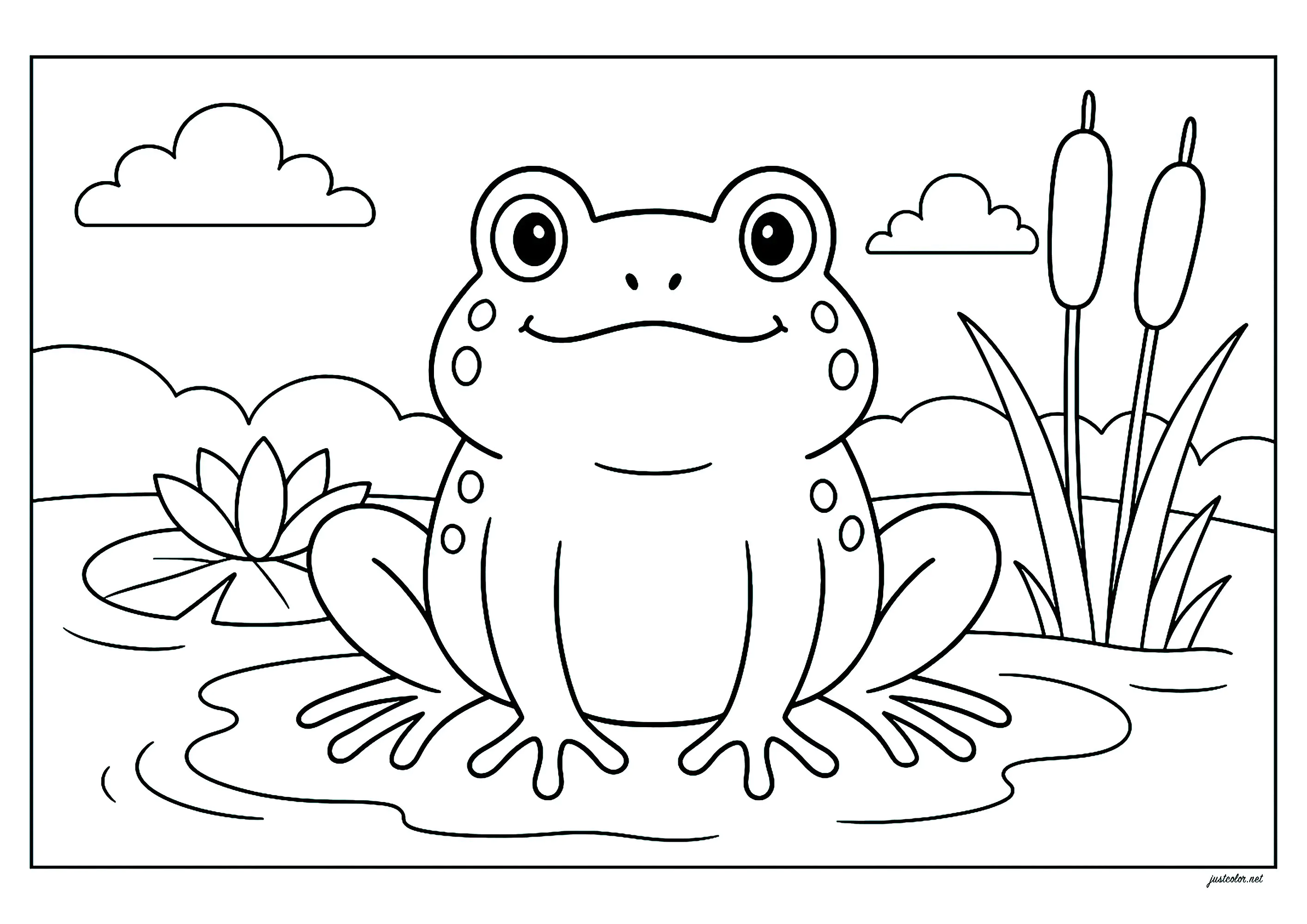 Big funny frog to color - Frog Coloring Pages