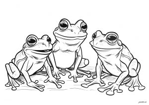 Three beautiful frogs