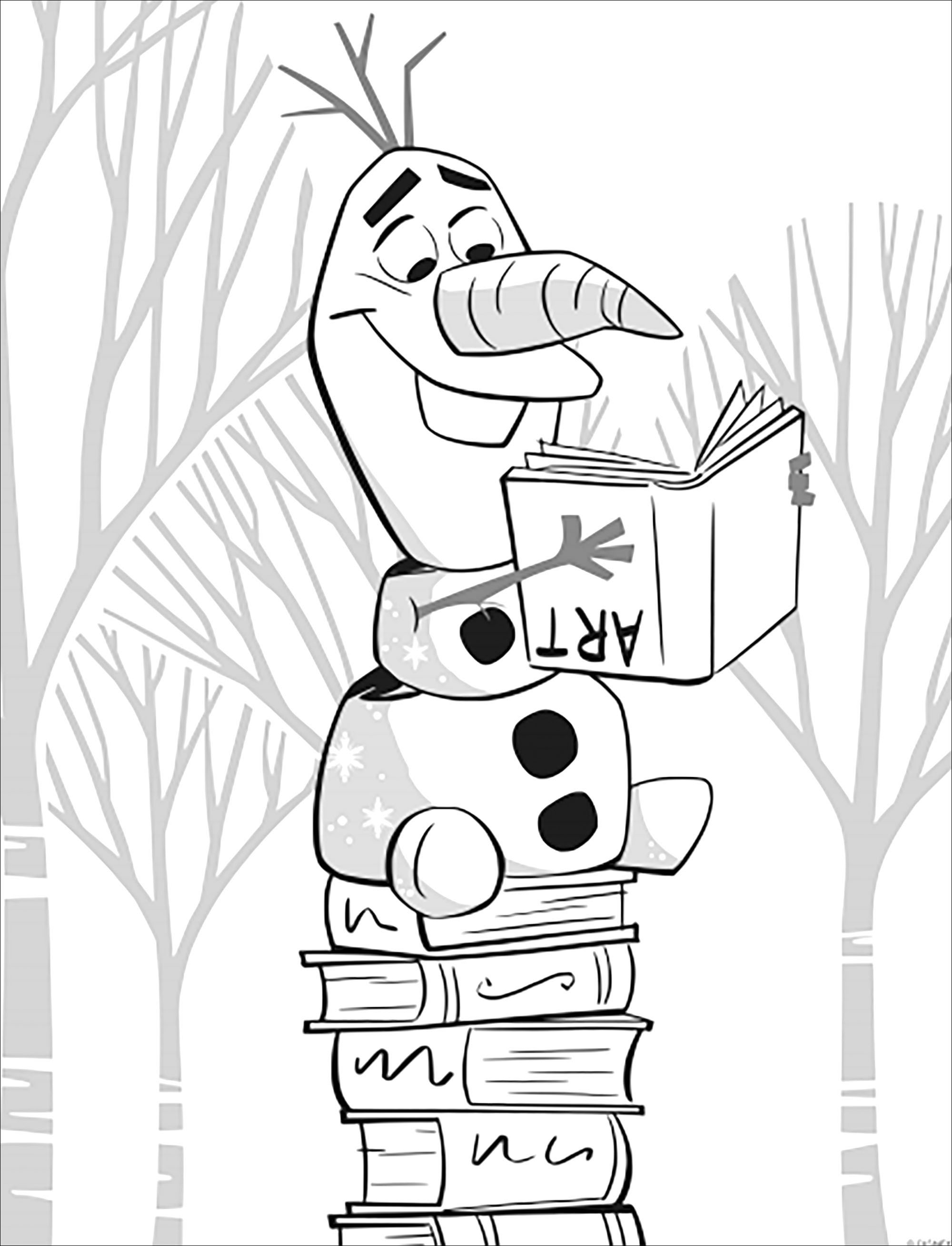 Simple Frozen 2 coloring page with Olaf