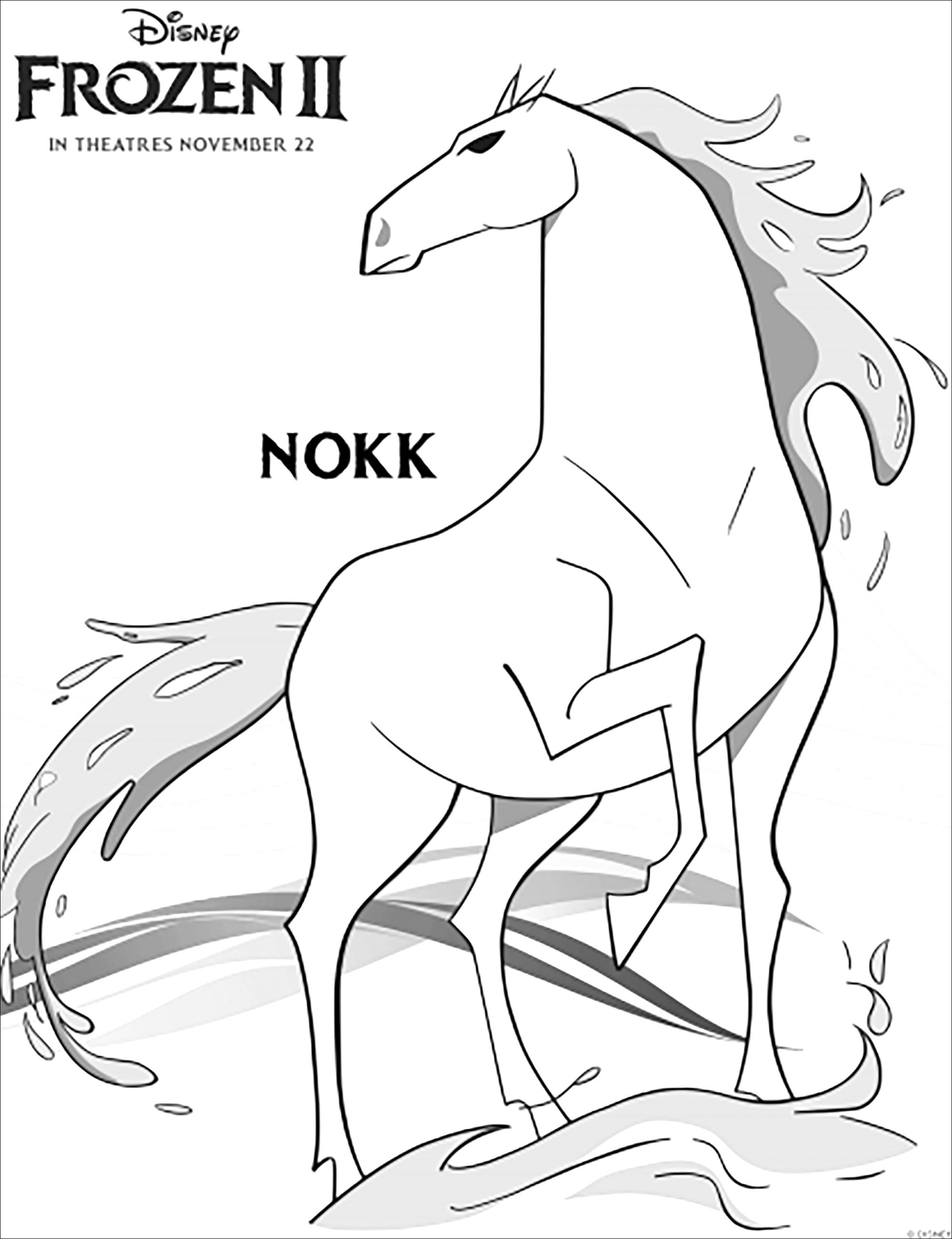 Simple Frozen 2 coloring page to download for free with Nokk