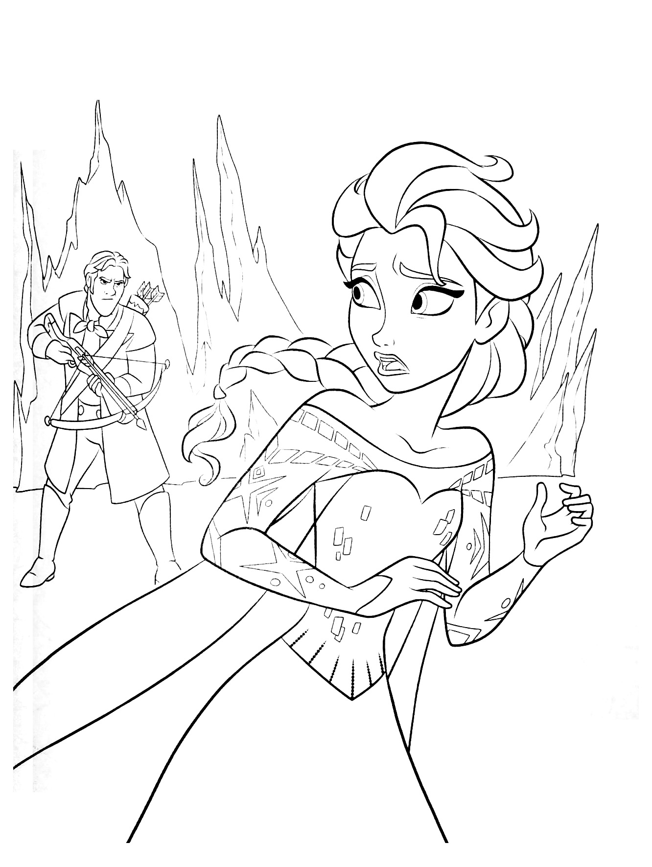 Easy free Frozen coloring page to download : Elsa