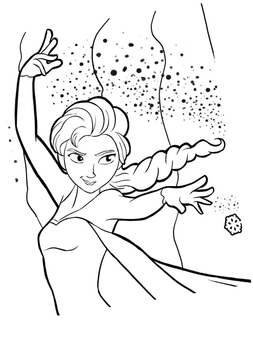 Funny Frozen coloring page : Elsa and here incredible powers