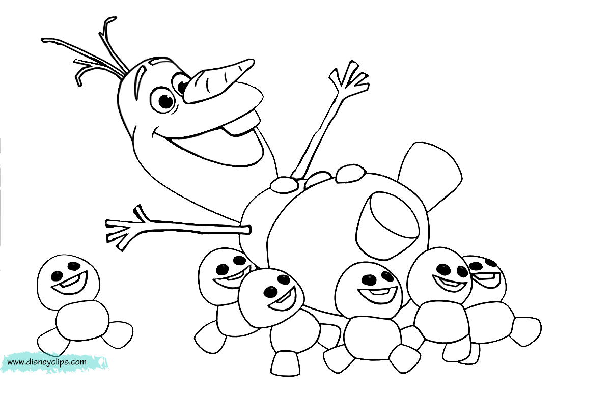 Frozen coloring page to print and color : Olaf and kids
