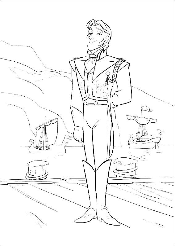 Frozen coloring page with few details for kids : Hans