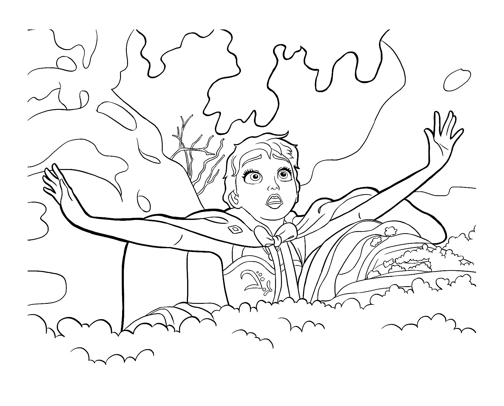 Simple Frozen coloring page : Elsa in bad situation