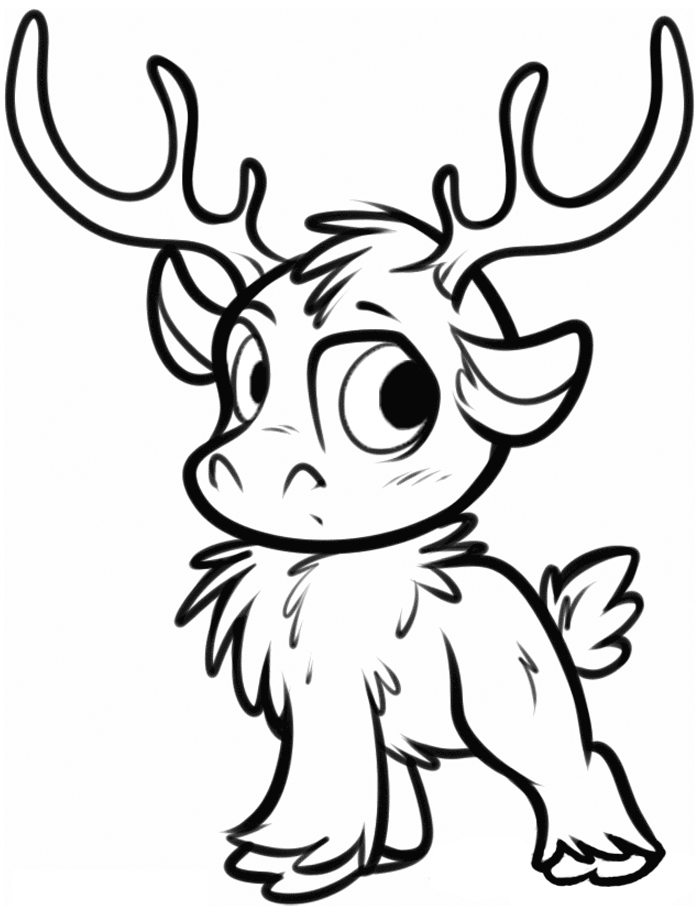 Incredible Frozen coloring page to print and color for free : Little reindeer Sven