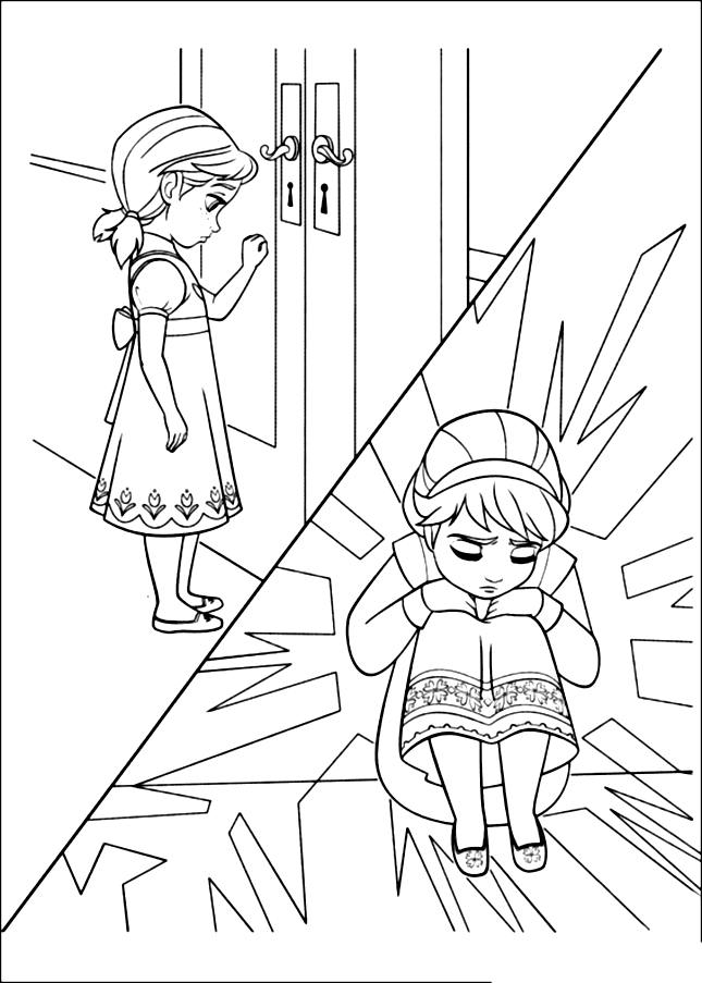 Beautiful Frozen coloring page : Anna and Elsa