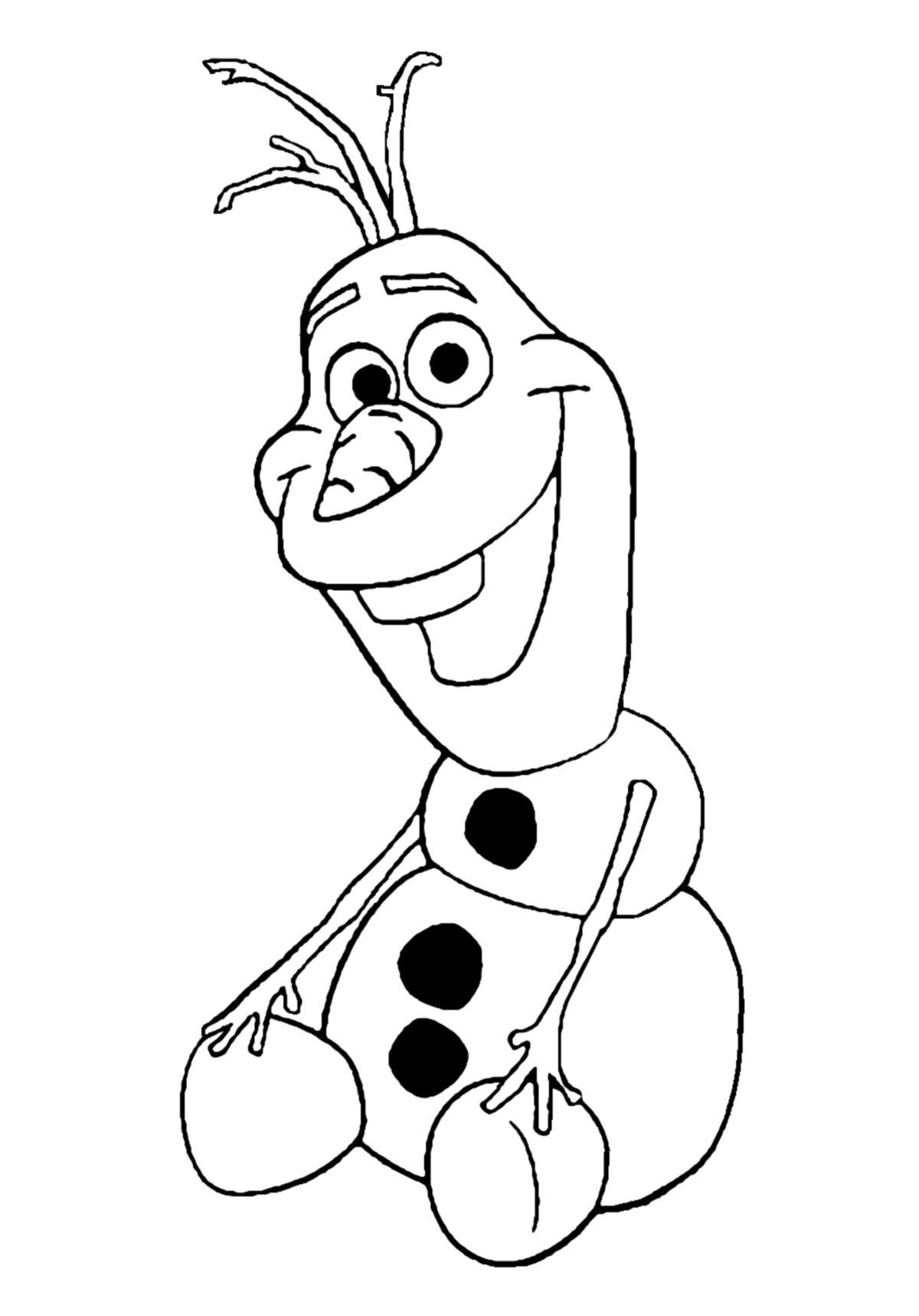 Cute free Frozen coloring page to download : Olaf smiling