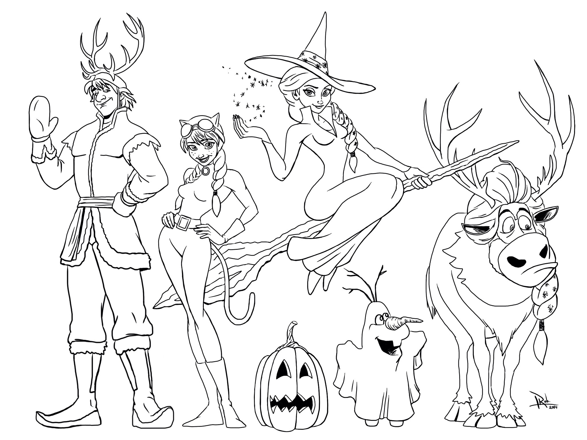 Simple Frozen coloring page for Halloween