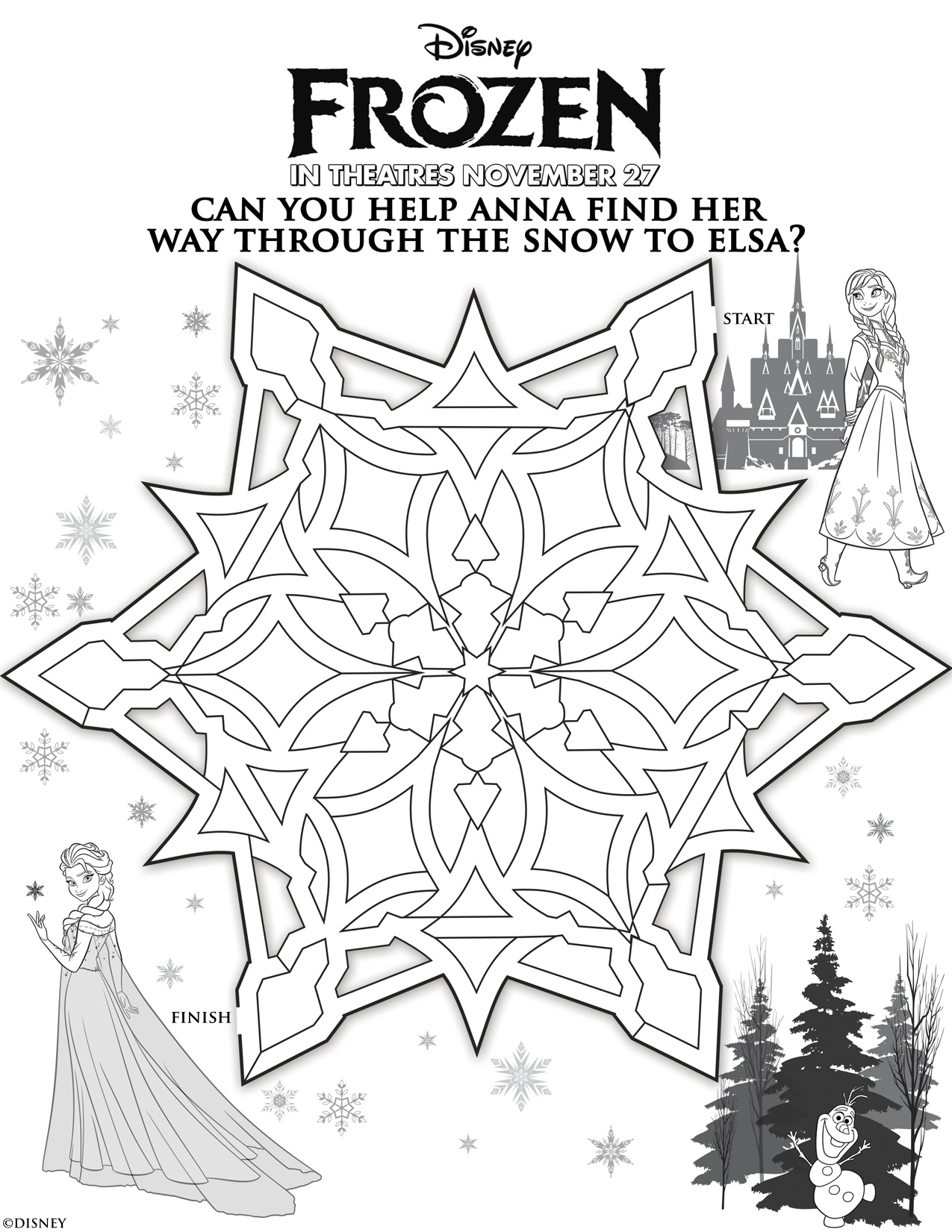 Easy free Frozen coloring page to download : Mandala