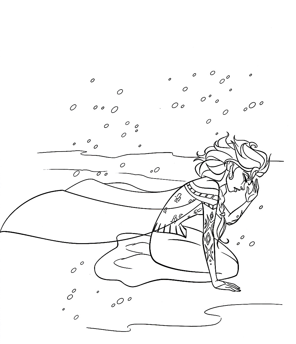 Simple free Frozen coloring page to print and color : Elsa crying