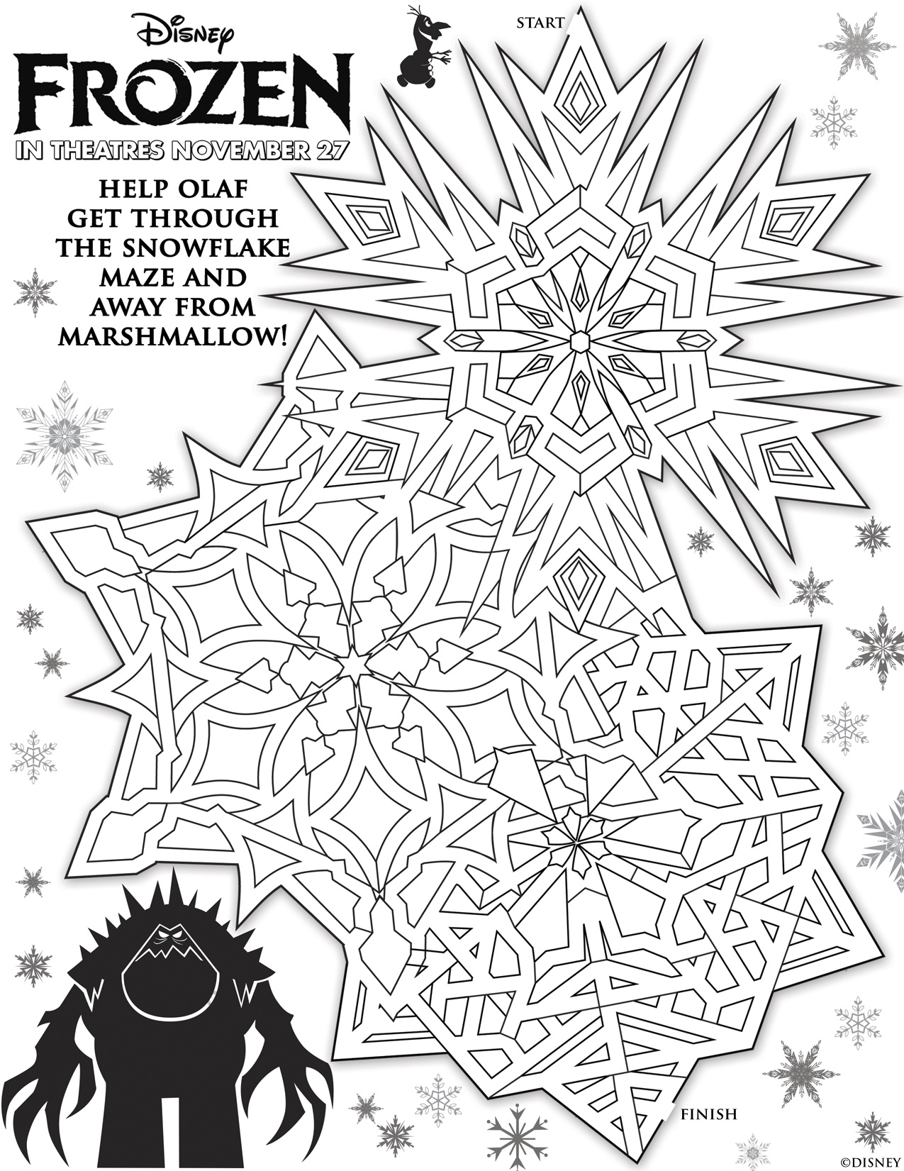 Free Frozen coloring page to download : Maze