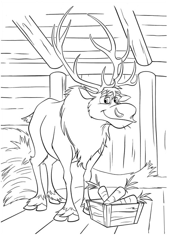 Simple Frozen coloring page for kids : The beautiful Reindeer