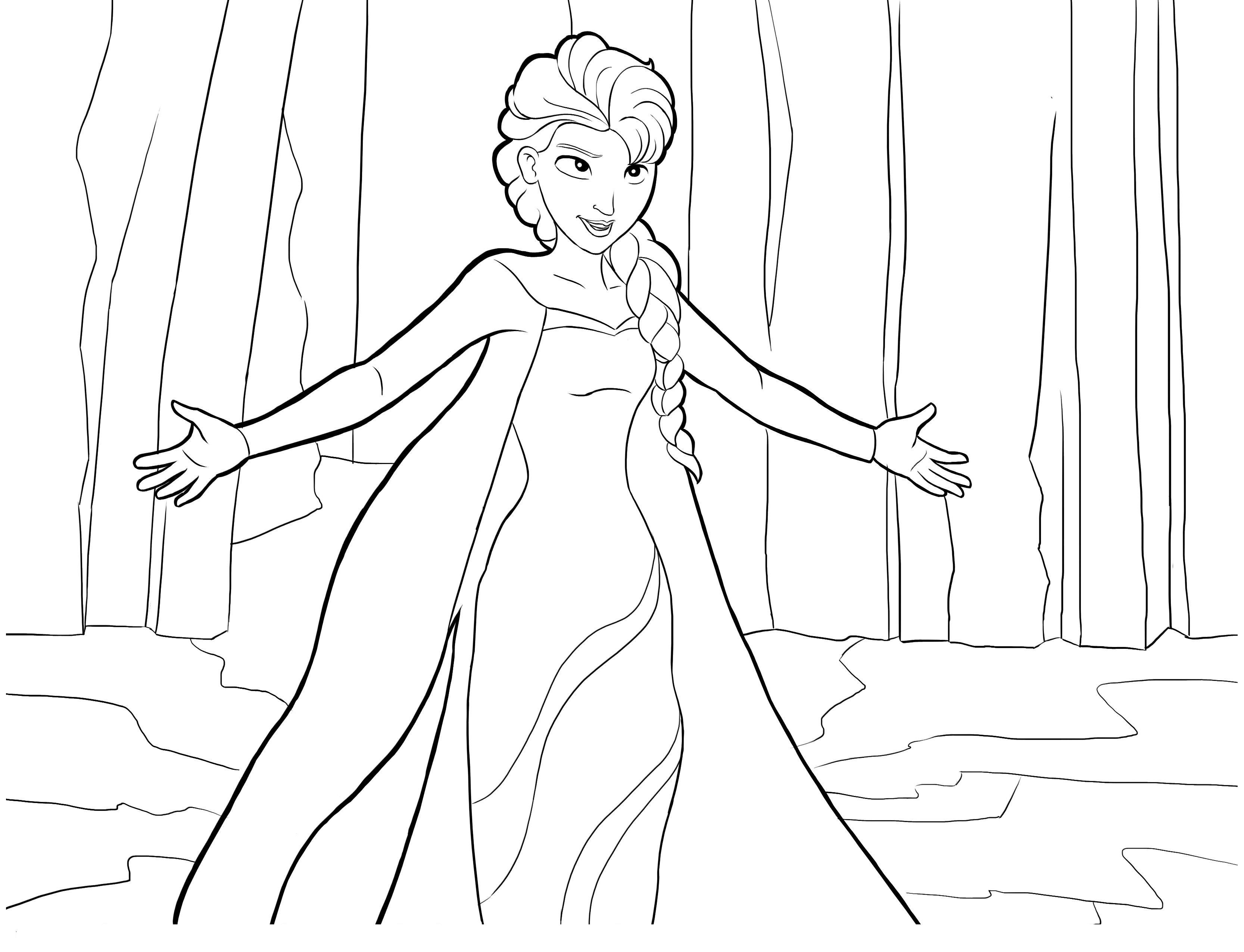 Cute free Frozen coloring page to download : Beautiful Elsa